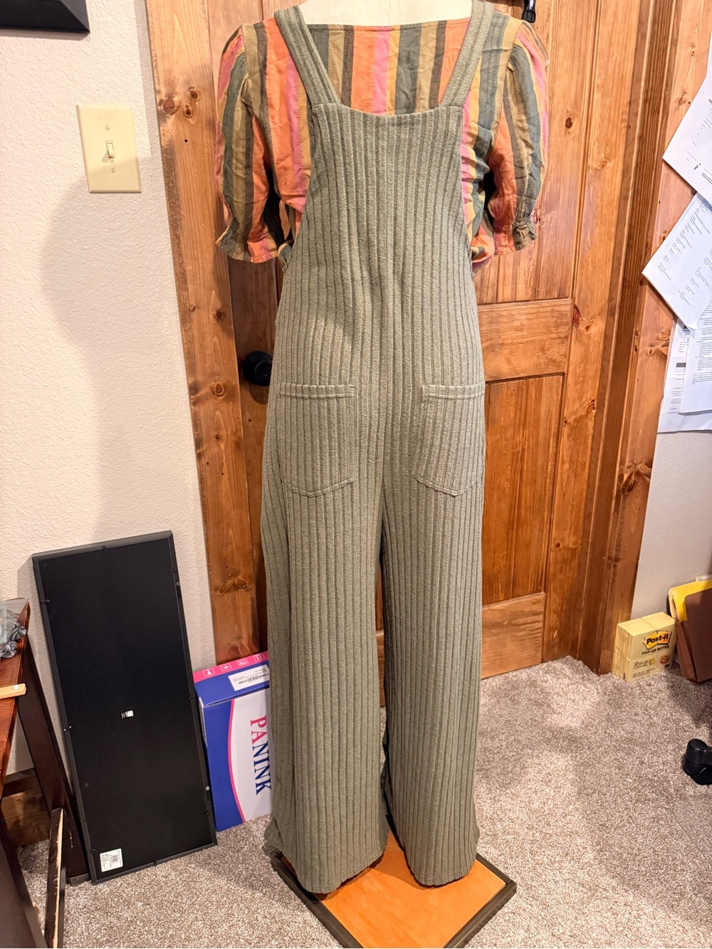 HALARA Olive Ribbed Wide-Leg Jumpsuit - Picture 6 of 13